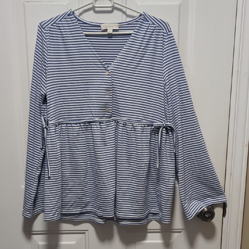 Suzanne Betro Blue Striped Button-Down Shirt